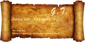 Geszler Talamér névjegykártya